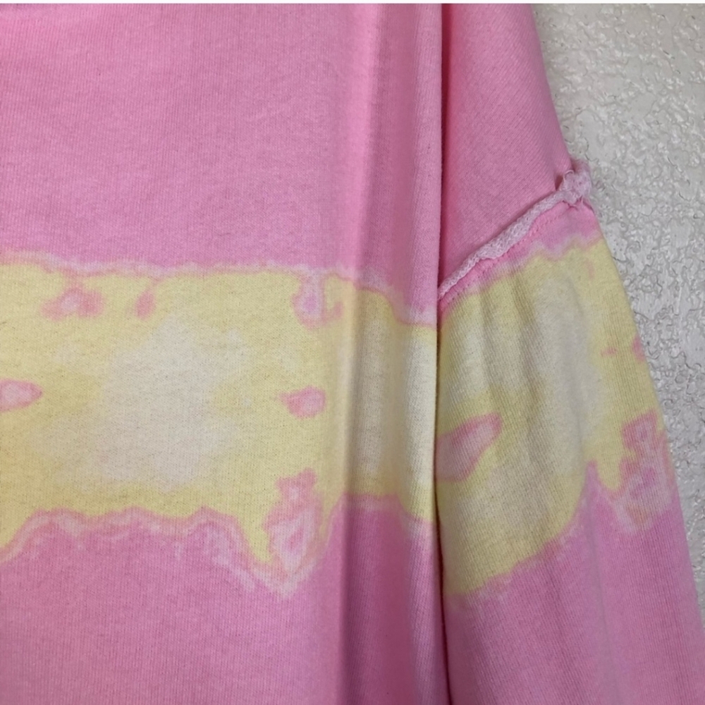 Free People Oversized Feels Right Sweatshirt Tie Dye Neon Pink/ Yellow - Picture 4 of 8